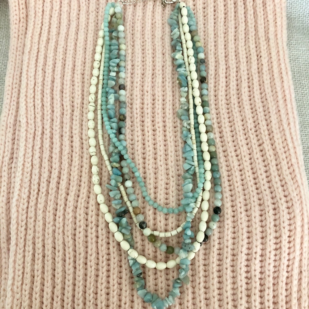 Turquoise Beaded Layered Statement Necklace